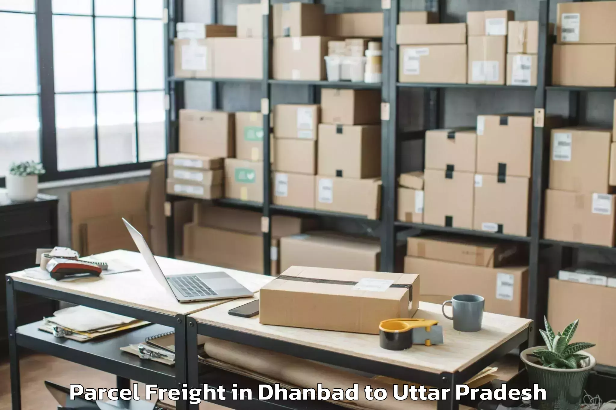 Book Dhanbad to Ahraura Parcel Freight